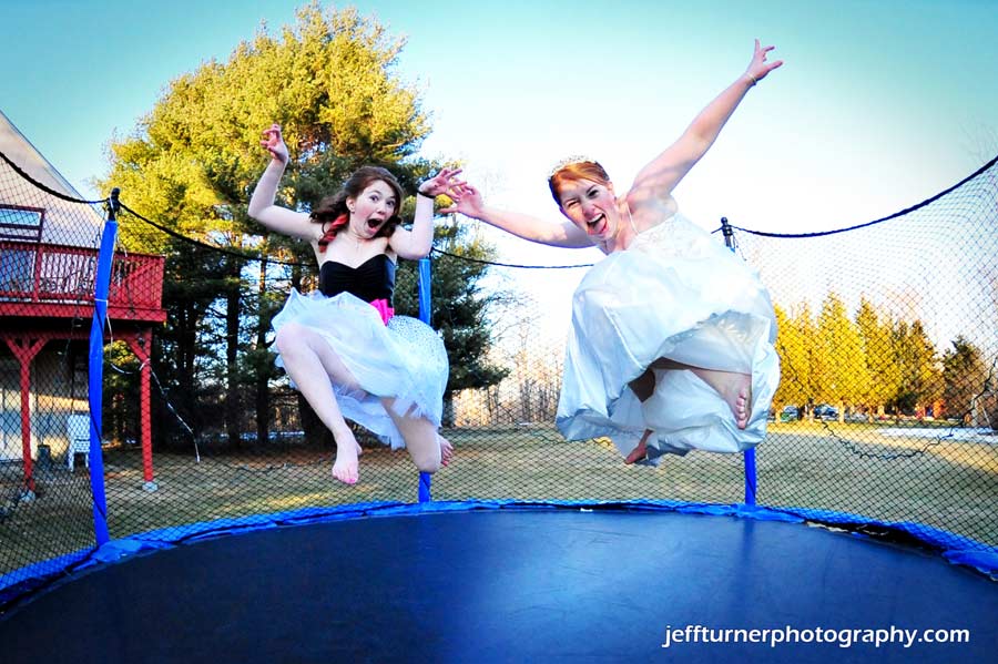 Stephanie and Meghan on the trampoline